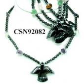 Hematite Bird Pendant Beads Stone Chain Choker Fashion Women Necklace